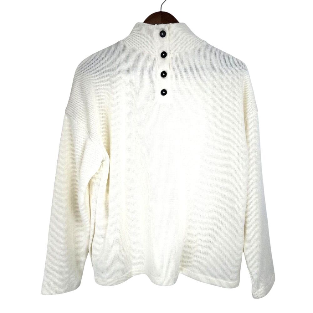Madewell Button Back Mock Neck Off-White Long Sleeve Sweater Size Medium NWT $65 - Picture 4 of 8